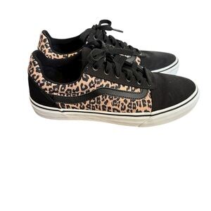 Vans Women's Black and Tan Leopard Sneakers